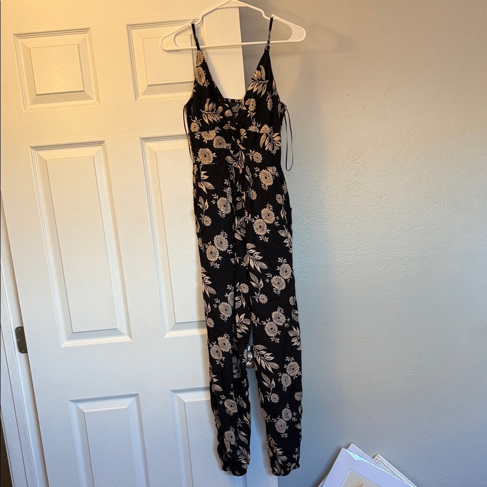 Floral Black and White Jumpsuit